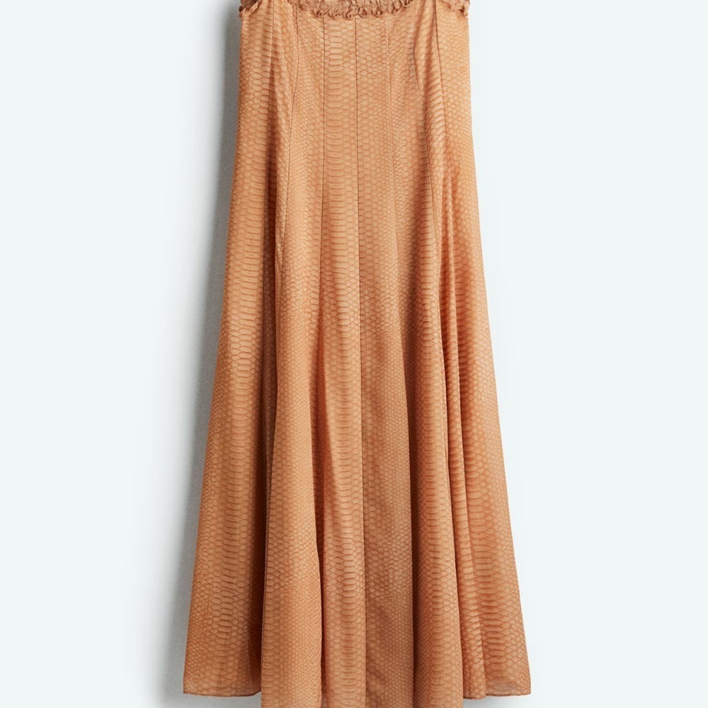 NWT Strappy Chiffon Ruffle Trim Snakeprint 90s y2k flowy Maxi Dress XL - Picture 3 of 6